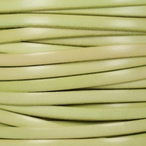 5x2mm Flat Licorice Leather Cord - Distressed Pastel Green - Per metre