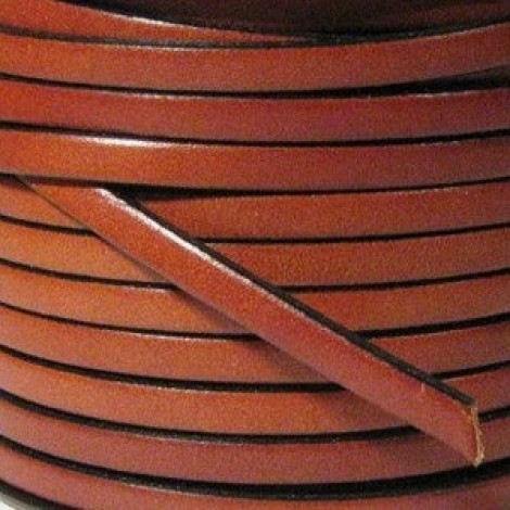 5x2mm Flat Licorice Leather Cord - Tan with Black Edge