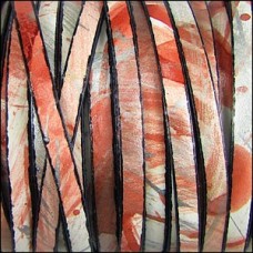 5x1.5mm Ornate Flat Leather Cord - Coral Silver