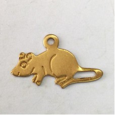 14mm Flat Mouse Raw Brass Charm