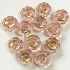 12mm Czech Table-Cut Hibiscus Flowers - Transparent with Copper Finish - Pack of 2