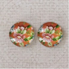 12mm Art Glass Backed Cabochons  - Floral Mix Design 11