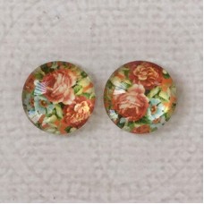 12mm Art Glass Backed Cabochons  - Floral Mix Design 2