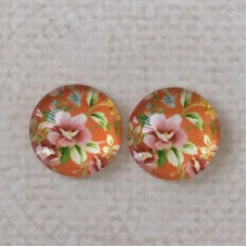 12mm Art Glass Backed Cabochons  - Floral Mix Design 5