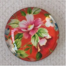 25mm Art Glass Backed Cabochons - Floral Mix Design 11 - Each