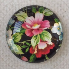 25mm Art Glass Backed Cabochons - Floral Mix Design 2 - Each