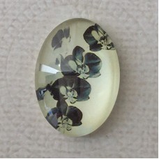 18x25mm Art Glass Oval Glass Cabochons - Floral Design 2