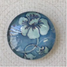 25mm Art Glass Cabochons - Blue Flowers 3 - Each