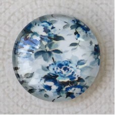 25mm Art Glass Cabochons - Blue Flowers 4