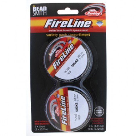 Fireline Smoke Grey Braided Bead Thread - 15yd x 2 (4lb + 6lb)