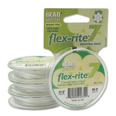 .012" 7st Flexrite Pearl Silver Beading Wire - 30ft