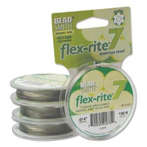 .014" Flexrite 7st Beading Wire - Clear - 100ft