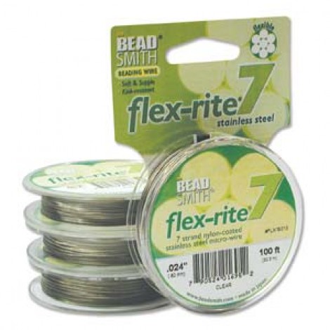 .024" Clear 7-Strand Flexrite Beading Wire - 100ft (30m)