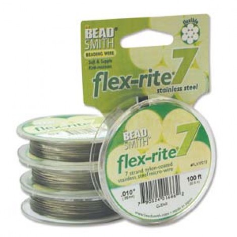 .010" 7-Strand Flexrite Beading Wire - Clear - 100ft