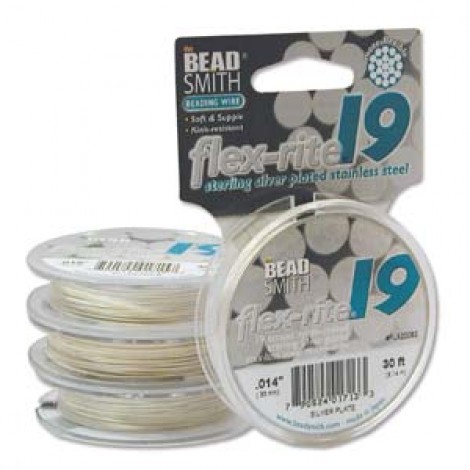 .014" Flexrite Silver Plated 19st Beading Wire - 30ft