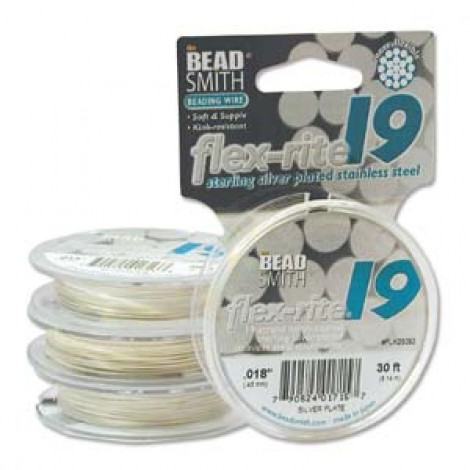 .018" 19-Strand Flexrite Beading Wire - Silver Plate