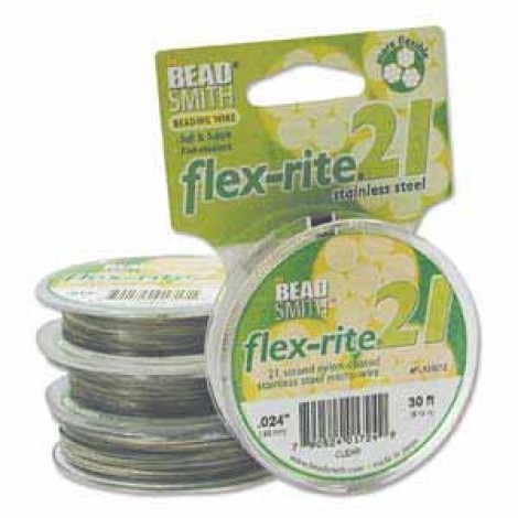 .024" 21-Strand Flexrite Beading Wire - Clear - 30ft (9.2m)