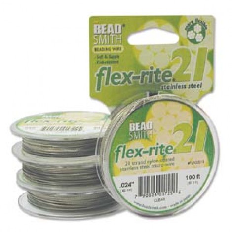 .024" 21 strand Clear Flexrite Beading Wire - 100ft (30m)