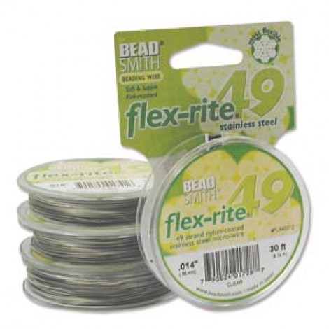 .014" 49 strand Flexrite Beading Wire - Clear - 30ft