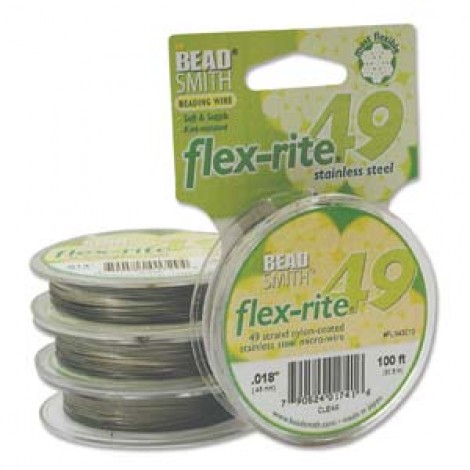 .018" Flexrite 49 St Beading Wire - Clear 100ft