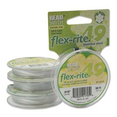 .018" Flexrite 49st Pearl SilverBeading Wire - 30ft