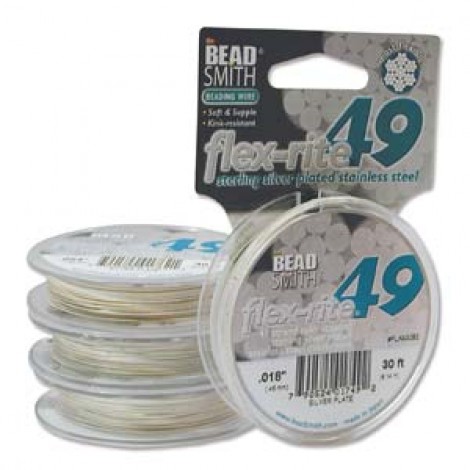 .018" 49st Flexrite Beading Wire- Silver Plate - 30ft