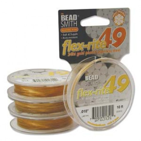 .018" Flexrite 49st 24Kt Gold Plated Beading Wire - 10ft