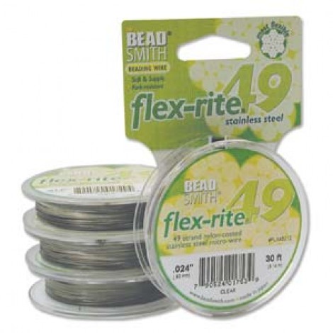 .024" Flexrite 49str Beading Wire - Clear - 30ft (9.2m)