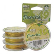 .024" Flexrite 49st Beading Wire Metallic Satin Gold - 30ft (9.2m)