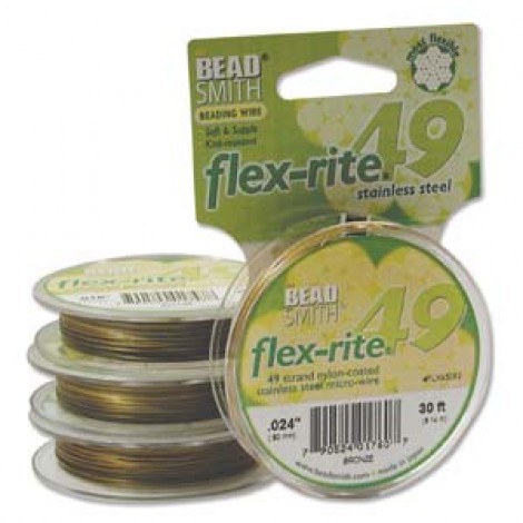 .024" Flexrite 49str Beading Wire - Bronze - 30ft (9.2m)