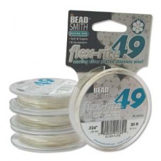 .024" 49st Flexrite Beading Wire - Silver Plate - 30ft (9.2m)