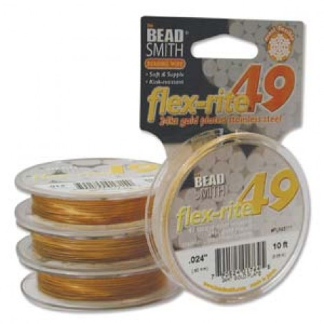 .024" 49st Flexrite Beading Wire- 24K Gold Plated 10ft (3m)