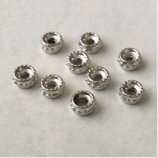 5.5x3mm Rhodium Silver Plated Brass Beaded Rondelles
