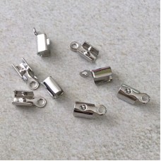 2mm Fold-Over Crimp Cord Endings - Nickel Plated Silver