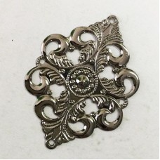42x30mm Gunmetal Plated Brass Filigree Focal Components - Pack of 5