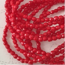 3mm Czech Firepolish Beads - Scarlet Red
