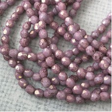 4mm Czech Firepolished Beads - Hyacinth Lilac Luster