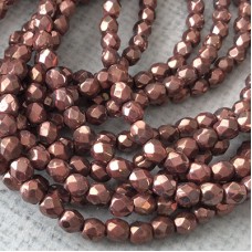 4mm Czech Firepolished Beads - Bronze Rusty - Pack of 50