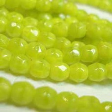 4mm Czech Fire Polish Round Beads - Chartreuse - Pack of 50