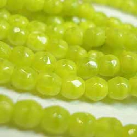 4mm Czech Fire Polish Round Beads - Chartreuse - Pack of 50 4mm Czech Fire Polish Round Beads - Chartreuse - Pack of 50