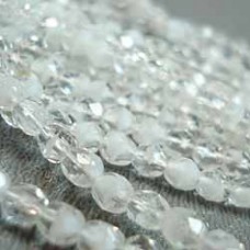 4mm Czech Fire Polish Round Beads - Crystal-White - Pack of 50