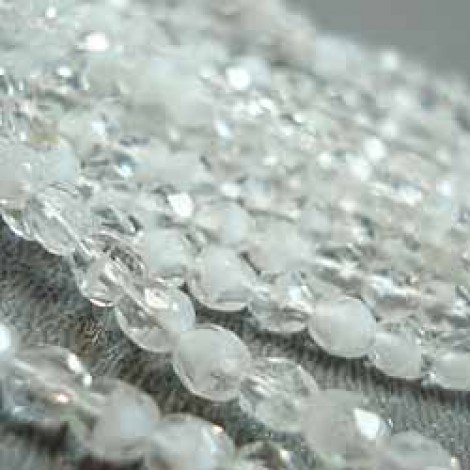 4mm Czech Fire Polish Round Beads - Crystal-White - Pack of 50