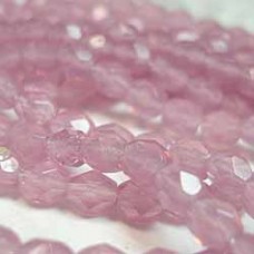 4mm Czech Firepolish Round Beads - Milky Pink - Pack of 50