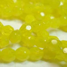 4mm Czech Fire Polish Round Beads - Milky Yellow - Pack of 50