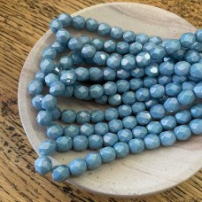 6mm Czech Firepolish Beads - Light Slate Blue - Pack of 20