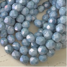 6mm Czech Firepolish Beads - Light Slate Blue 