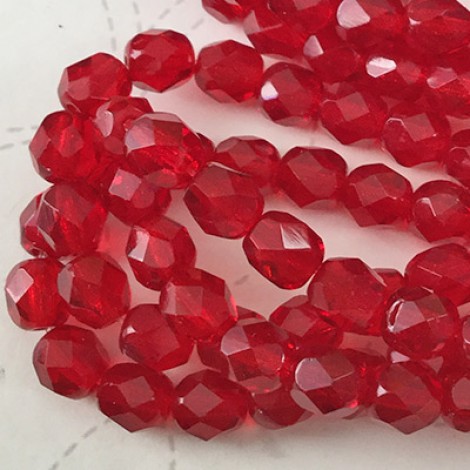 6mm Czech Firepolish Beads - Scarlet Red - Pack of 20 6mm Czech Firepolish Beads - Scarlet Red - Pack of 20