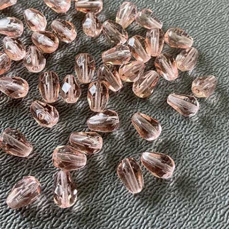 5x7mm Rosaline Czech Fire Polish Teardrops - Pack of 10