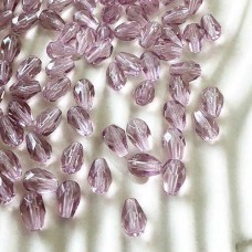 5x7mm Czech Firepolish Drops - Light Amethyst - Pack of 10