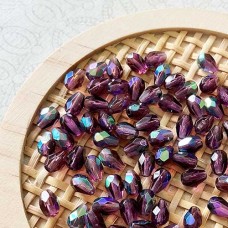 5x7mm Czech Firepolish Drops - Amethyst AB - Pack of 10